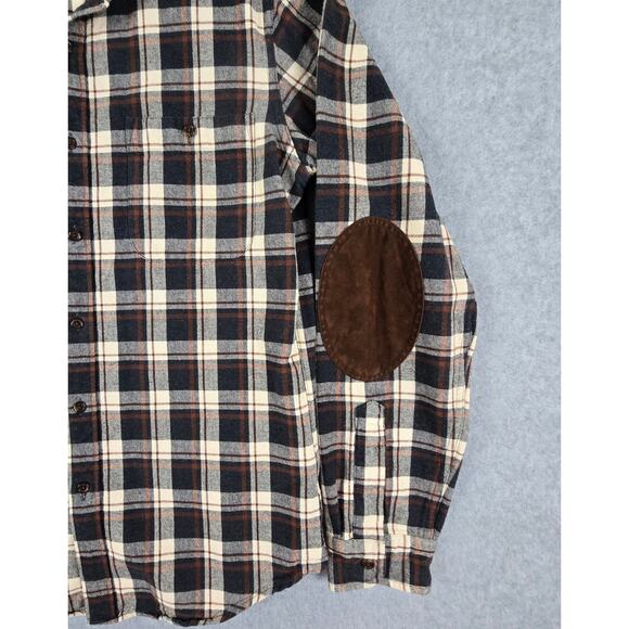 J. Crew Mercantile Shirt Mens Size Medium Brown Flannel Elbow Patches - Picture 7 of 16